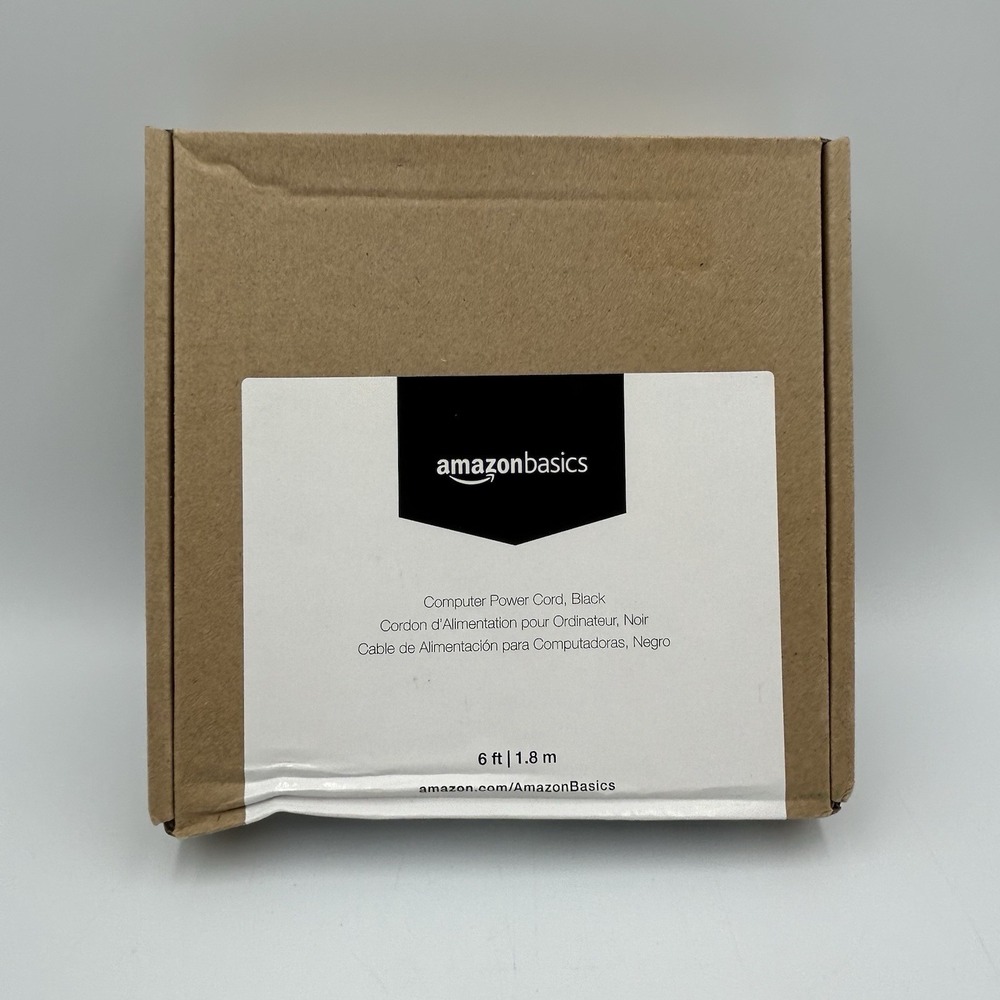 New Sealed in Box Amazon Basics Computer 3-Prong Power Cord, Black 6ft / 1.8m